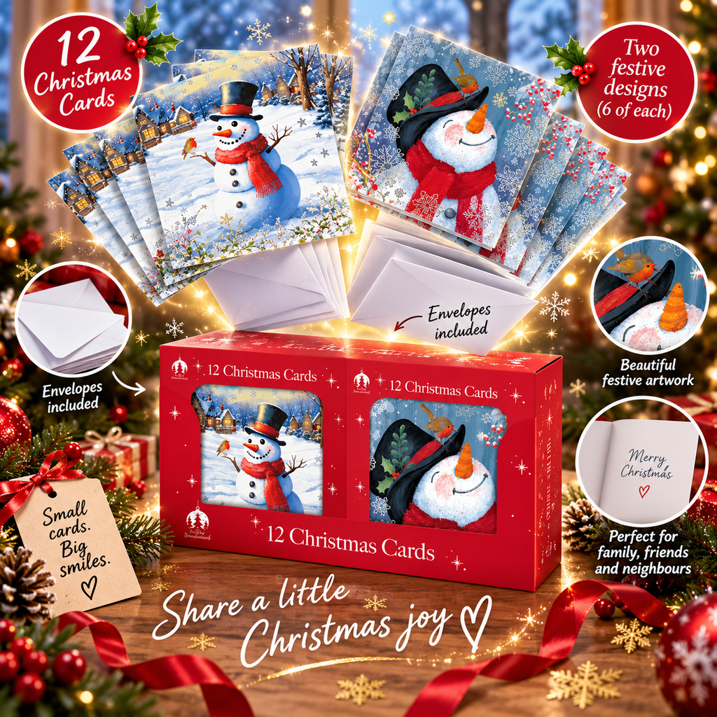 Christmas cards snowman and robin
